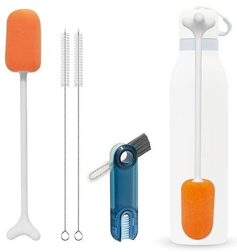 4 Pack Water Bottle Brush Cleaner Set for Owala Twist, Free-Standing Water Bottle Cleaner Brush for Stanley All Day Slim Bottle, 2 Straw Brushes, 3-in-1 Lid Cleaning Brush Cleaning Spout Crevices