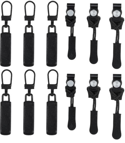 Reisverschluss-Reparaturset –12-Teiliger Schwarzer Universal-ReißVerschluss Zieher In 3 Größen Nylon Spulen Ersatz Zipper Für ReißVerschluss Anhänger Schieber Für Jacken Mäntel Stiefel Rucksäcke