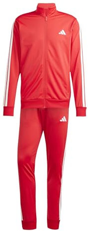adidas Uomo SPORTSWEAR BASIC 3 STRIPES TRICOT TRACKSUIT, pure ruby/white, XL