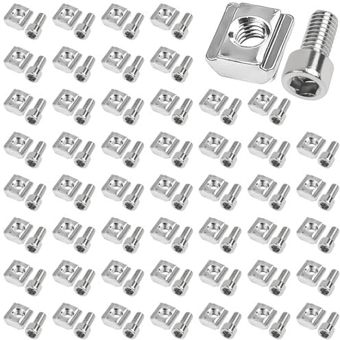 XSHAO® 50 Stück Nutensteine M5, Nutensteine M5 Nut 6 mit Schraube, Serie 2020 T Nut typ B für Aluprofil Extrusionsschlitz Führungsschiene