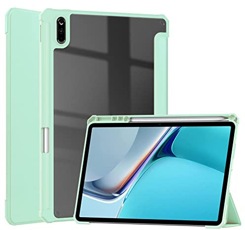 Custodie per tablet Custodia sottile Compatible with Huawei Matepad 11 2021 Custodia Compatible with tablet con portamatita, Auto Wake / Sleep TRIFOLD Stand Smart Case con schienale trasparente trasp