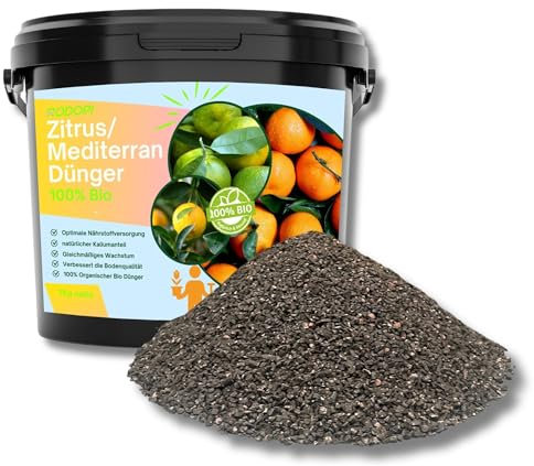 Rodopi Bio-Zitrusdünger & Mediterranpflanzen-Dünger Granulat 7-3-8 – 3 Monate Langzeitwirkung – 100% pflanzlich & vegan – Organischer NPK-Dünger – Ideal für Zitronenbaum, Olive & Bougainvillea 7kg