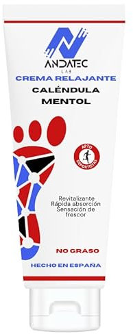 Crema Relajante para Pies ANDATEC – Alivio inmediato de fatiga y dolor, efecto antiinflamatorio con mentol y caléndula, recuperación muscular y bienestar diario