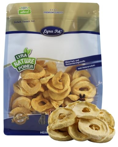 Lyra Pet® 1 kg Äpfel getrocknet Futter für Vögel, Pferde, Nager & Reptilien | Reich an Vitaminen & Ballaststoffen - Nährstoffreiches & natürilches Futter - Apfelscheiben ideal als Ergänzung