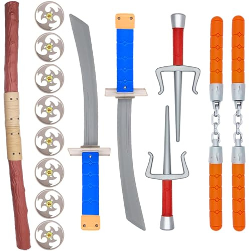 FHARLXQ Ninja Warrior Toy Plastic Weapons Role Play Set for Boys and Girls Pretend Play Battles Dress up Party Photo Booth Props