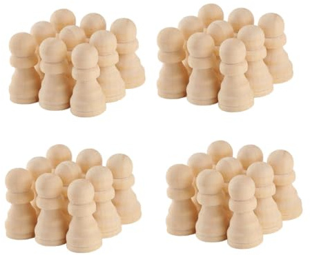 BESPORTBLE 50pcs Unpainted Wooden Chess Pieces DIY Craft Lightweight International Chess Accessories for Home Decoration and Painting Projects