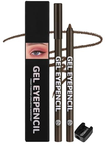 Erinde Cremiger Gel Eyeliner, Braun Matt Kajalstift, Wasserfest & Langanhaltend, Wischfest, Hochpigmentiert, Geschmeidiger Auftrag, Mit Inkludiertem Anspitzer, Anspitzbar, Für Empfindliche Augen, #02
