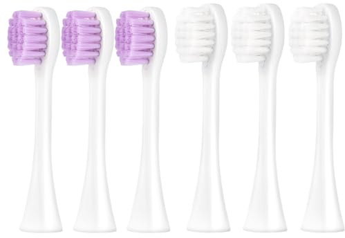 6er Kompatibel mit Curaprox Hydrosonic Bürstenköpfe Ersatzbürsten Ersatzbürstenkopfe Passend für Curaprox Elektrische Zahnbürste Schallzahnbürste Ersatz Zahnbürste Köpfe, (3 violett + 3 Weiß)