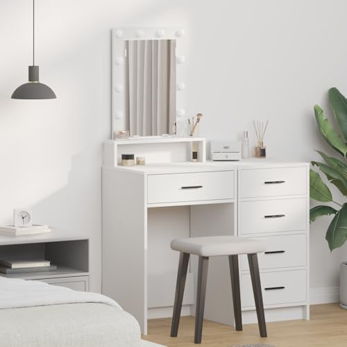 SKM Table de Toilette Blanc 50 x 41 x 140 cm Bois d'ingénierie,Meubles,Armoires & Meubles de Rangement,Meubles-lavabos,Coiffeuses,Blanc,19.75KG,865154