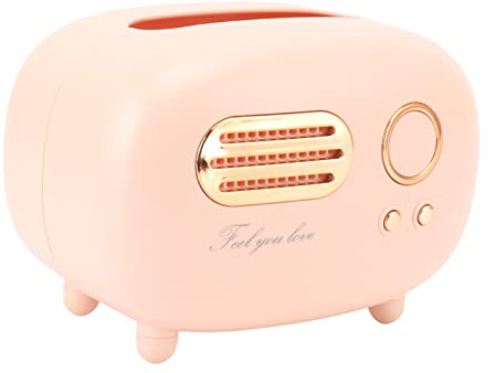 Tnfeeon Retro Radio Tissue Box, Plastic Material, Vintage Design for Bathroom and Living Room (Pink)