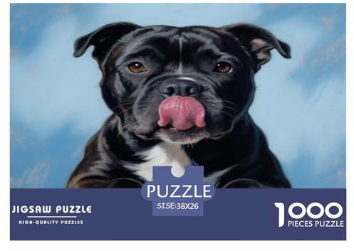 Staffordshire Bull Terrier Jigsaw Puzzles for Adults 1000 Piece Jigsaws Puzzles for Adults,Jigsaw Puzzle 1000 Pieces for Adult Challenging Puzzle Games