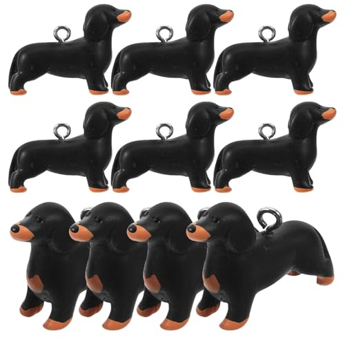 Cabilock 10 Stück Selbstgemacht Hundeanhänger aus Resin Kleiner Schmuck Hundeanhänger in Schwarz für Halsketten und Armbänder Langlebige Selbstgemacht Schmuckanhänger für Bastelprojekte