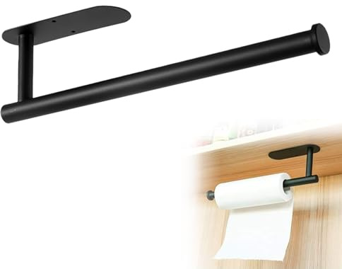 Küchenrollenhalter, KüChenrollenhalter Ohne Bohren, Organizer Küche, Selbstklebend Klopapierhalter für Küche Badezimmer Wohnzimmer-schwarz