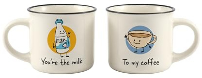 I-TOTAL® - Matchy Duo – Set 2 Tazzine da Caffè in Ceramica 90 ml, Tazze Espresso Design Originale, Idea Regalo (Coffee & Milk)