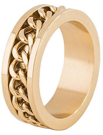 Akitsune Redemptor Ring | Ketten- Design-Ring Frauen Herren Edelstahl Biker - Gold - US 8