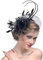 YJZQ Voile Mariage Femme Coiffure Chapeau Mariage Bibi Mariage Chapeau Fleur Broche Béret à Pince avec Plume Décoré Accessoire de Cheveux Mini pour Mariage Cocktail et Fête