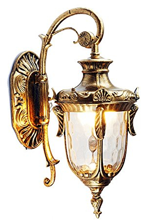 Kairry Außenwandleuchten Aussen Wand Lampe Landhaus Bronze Golden Aluminium Antik Retro E27 Nordisch Alt Aussenwandlampe Led Vintage Rustikal Außenlampe Glas Wandleuchte Schutz Bewertung: IP42