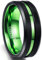 NUNCAD Ring Hochzeit Damen/Frauen schwarz-grün Wolframcarbid, 8mm Unisex Ring mit grünem Groove, Comfort-Fit Design für Hochzeit, Schmuckbox verschenkt, Größe 60 (19.1)