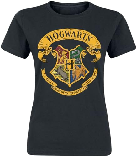 Harry Potter Hogwart's Crest Frauen T-Shirt schwarz M 100% Baumwolle Fan-Merch, Filme, Hogwarts