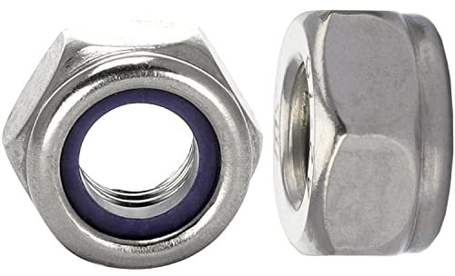 OPIOL QUALITY® Sicherungsmuttern Sechskantmuttern DIN 985 niedrige Form M8 aus Edelstahl A2 V2A (50 Stück) Selbstsichernd Polyamidklemmteil Sechskantmutter Klemmmutern Sechskant-Mutter Stopmuttern