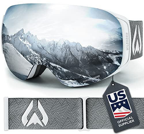 WildHorn Outfitters Roca Ski Goggles & Snowboard Goggles- Premium Snow Goggles for Men, Women and Kids. Features Quick Change Magnetic Lens System with Integrated Clip Lock.