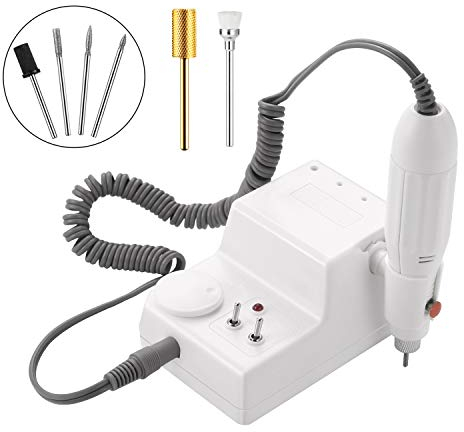 JSDA Ponceuse à Ongles + Embout en Tungstène, Manucure Pédicure Set Pour Enlever Les Ongles en Acrylique et en Gel, Repousser Les durillons et Les Onlges Épais, Puissante, Durable - Max 25000 RPM