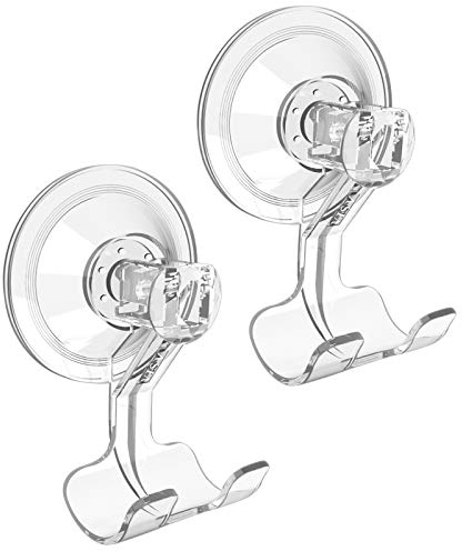 VIS'V Suction Cup Razor Holder, Clear Suction Razor Hooks Shower Wall Removable Reusable Suction Razor Hanger Bathroom Blade Shaver Holder for Men and Women 2 Pcs