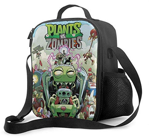 DODOD Reusable Insulated Lunch Bag with Adjustable Shoulder Strap - Plants Vs Zombies Office Work Picnic Hiking Beach School Lunchbox Cooler Tote Bag for Kids Women,Men