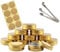 TIANZD 10 Pieces 60 ml Empty Gold Round Aluminum Tin Jars with Screw Lids Cosmetics Lip Balm Containers Pots for DIY Candle Salve Salt Powder Crafts Storage Cans with 3x Spoon, 10x Labels