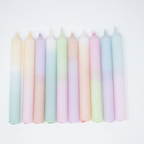 MADAM ERLE | 10er-Set Dipdye kleine Geburtstagskerzen | SMILLA | handgemachte Kerzen für Geburtstagszug| neon-pastell farbig | bunt | Kerzen erster Kinder-Geburtstag | Kinder-Party | Baumkerzen