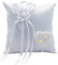Cuscino Fedi Nuziali, Matrimonio Decorazione Cuscino per Fedi Nuziali Bianco Cuscino Portafedi 20x20cm Porta Fedi con Nastro e Perle Artificiali per Matrimoni (Cuscino Fedi 1)