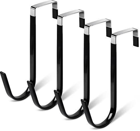 Damita Over The Door Hooks 4 Pack Over The Door Towel Hanger for Coat Hangers Sturdy Stainless Steel Hooks for Hanging Coats Black