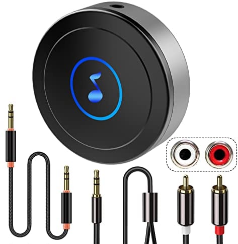Bluetooth Receiver for HiFi, Bluetooth 5.0 Audio Adapter for Home Stereo, Speaker, Amplifier, TV, Tablet, with 3.5mm AUX Jack/RCA, Low Latency and HD Audio, Dual Device Connection