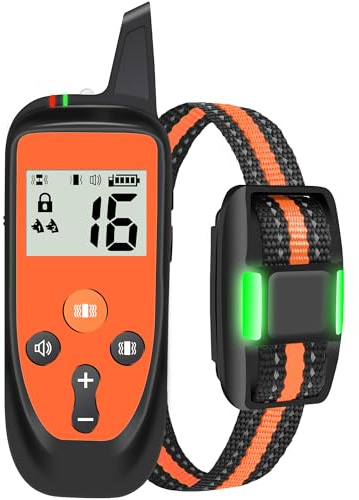 IHPUKIDI Collier de Dressage pour Chien avec Télécommande – Collier Éducatif avec Son, Vibration, Verrou de Sécurité & Lumière, Rechargeable USB, Étanche IP67, Portée 1000 m