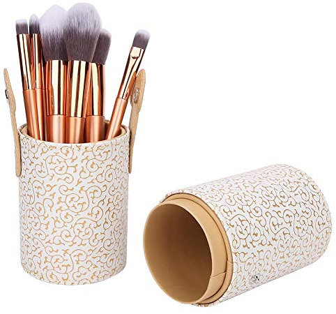 Dioche Portaspazzole per Trucco Custodia Portatile Antipolvere in Pelle PU Pennello per Trucco Tazza Vuota Porta Tubo da Viaggio Strumento Contenitore Cosmetico