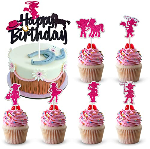 Cowgirl Happy Birthday Cake Topper