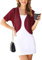 Totatuit Cardigan in Maglia Donna Bolero Elegante Coprispalle Aperta Senza Bottoni Top Vuoto Corta Casual Primavera Autunno Bolero Giacca Vino Rosso L