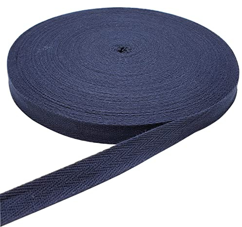 45,7 m Fischgrätenband, Baumwollband zum Nähen (Marineblau, 1,6 cm)