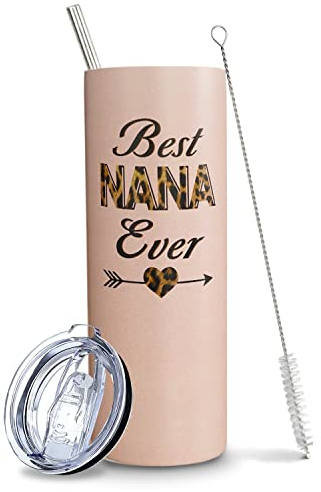 Nana-Becher mit Deckel und Strohhalm, Geschenk für Oma von Enkelin, Enkelsohn, Geburtstag, Weihnachten, Thermo-Isolierbecher, 590 ml, beste Oma aller Zeiten, Geschenke für Großmutter