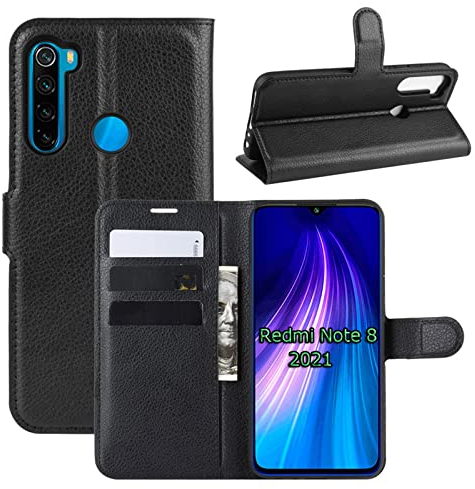 betterfon Handyhülle Kompatibel mit Xiaomi Redmi Note 8 | Premium Qualität TPU Klapphülle für Redmi Note 8 mit Kartenfächern | Magnetverschluss Handyhülle | Schwarz