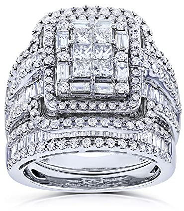 Sdouefos 925 Sterling Silber Glänzender voller Diamant Edelstein Ring Zirkonia Ringe Braut CZ Diamant Mehrreihiger Ring Ewigkeit Verlobung Ehering für Frauen (T 1/2)