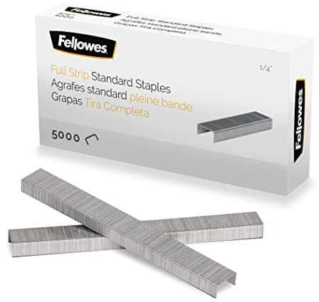 Fellowes 5010801 Standard Staples for Desk Stapler, ¼ Length, 210/Strip, 5,000/Box