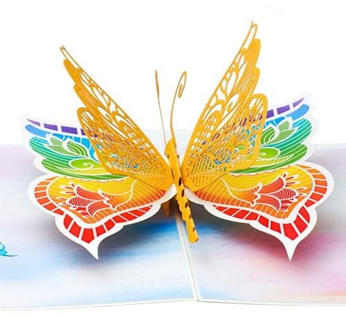 Magic Moments® Schmetterling Pop Up Karte - Schöne 3D Geburtstagskarte Groß 15x20cm mit Umschlag für Frau, Frauen, Freundin und Mutter zum Geburtstag, Muttertag - Glückwunschkarte Geburtstag