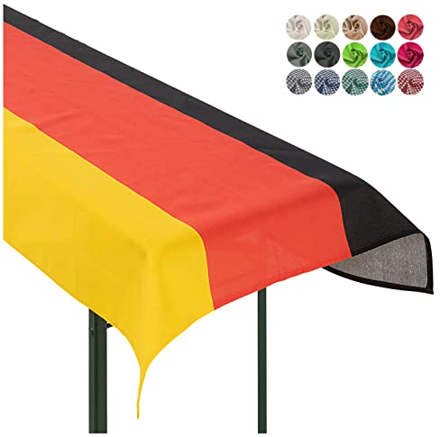 heimtexland ® Tischdecke Bierzeltgarnitur Biertischdecke Garten Tischdeko Fußball EM WM Typ861 Deutschlandflagge 90x240 cm