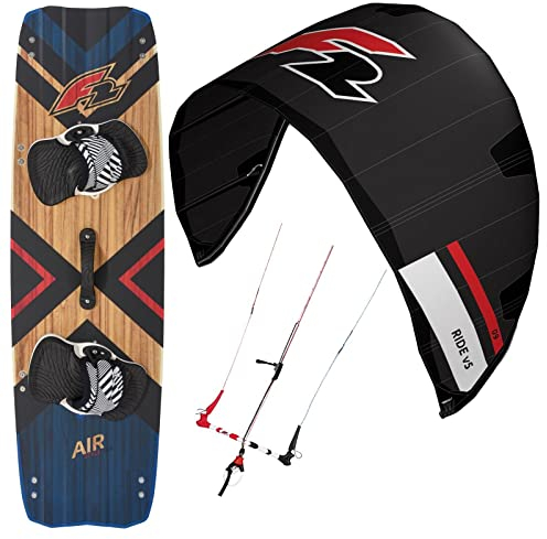 Kite Set F2 Ride V5 Black ~ 5 QM + Control BAR + AIR Wood Kiteboard 137 x 41 cm