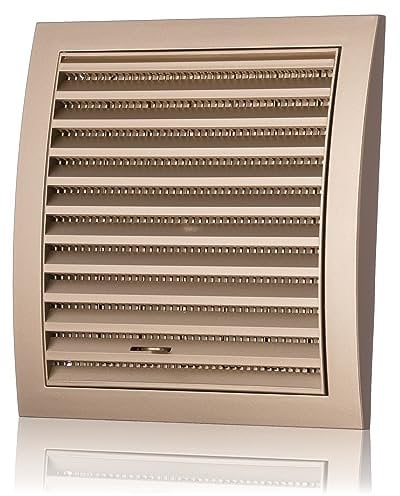 Ø 125mm Griglia Ventilazione Regolabile in Plastica ABS Dorata con Zanzariera e Flangia - Griglie Aerazione Rettangolari