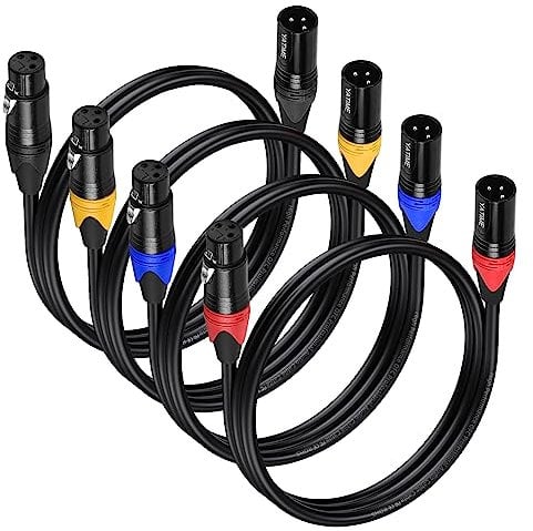 YATIME XLR Cables 1M 4Pack XLR Microphone Cable 3-pin Balanced XLR Speaker Cable Male to Female Mic Cable