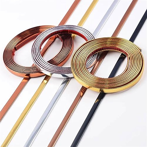 10 Meter Flexible Zierleisten Sparpaket Selbstklebend Bordüre Tapete, Spiegelartig Zierleisten, PVC-Tapetenbordüre, Kronenformen, Deckenleiste, Wasserdichte Zierleiste(Rose Gold Brushed,1cm)