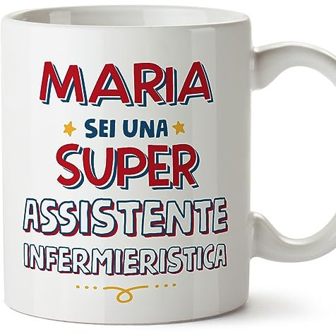 MUGFFINS Tazas Personalizadas para AUXILIAR DE ENFERMERÍA mujer - En Italiano - Sei Super - 11 oz / 330 ml - Regalo Personalizable original y divertido