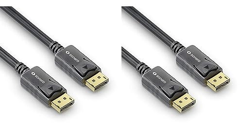 Sonero [Nouveau 1,5m DisplayPort Cable 1.2, Câble DisplayPort à DisplayPort, 4K 60 Hz, 2K 144Hz, Pour Ordinateur, noir (Lot de 2)